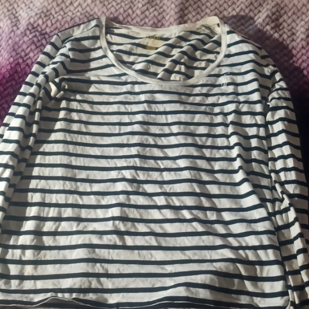 striped black&white Polo long-sleeved shirt
